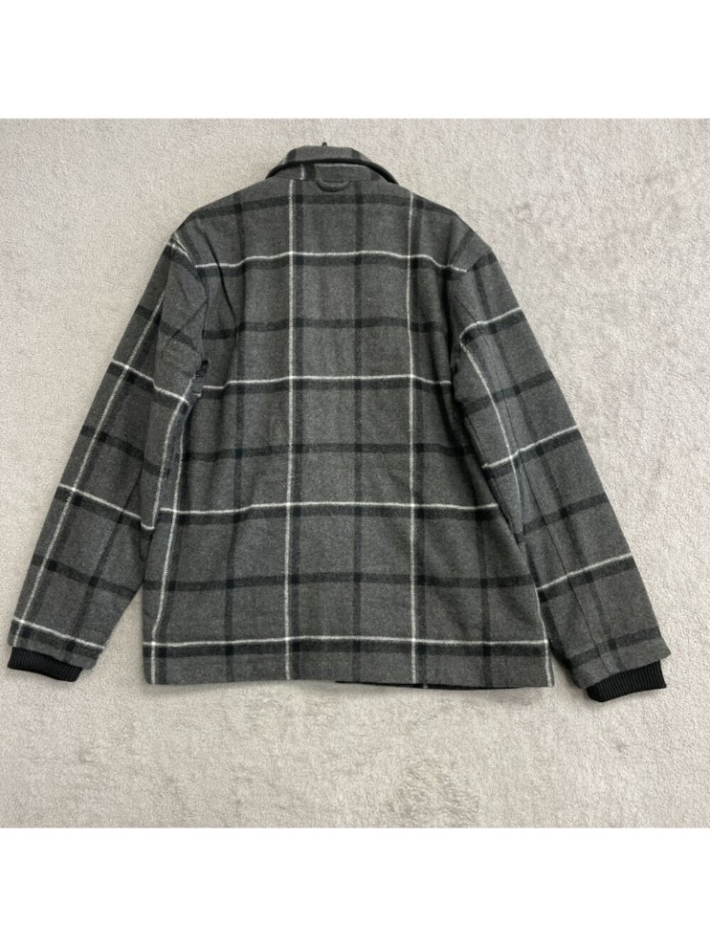 Jachs New York Men's L Plaid Sherpa-Lined Jacket Black Gray Wool Blend Jck258 - Picture 5 of 12